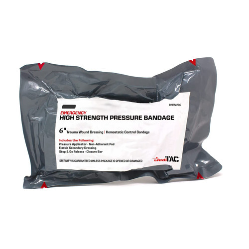 MediTac Emergency High Strength Pressure Bandage Trauma Wound Dressing Hemostatic Control Bandage 6 Inch MediTac Emergency High Strength Pressure Bandage Trauma Wound Dressing Hemostatic Control Bandage 6 Inch