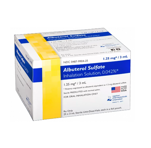 Albuterol Sulfate Inhalation Solution 0.042% 1.25 mg/3 mL, Box of 25