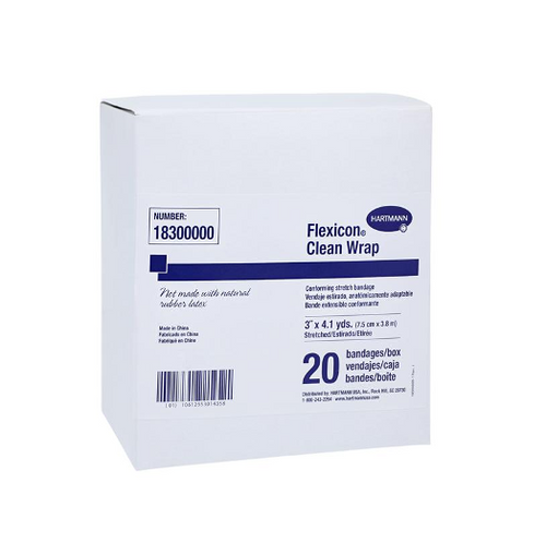 Flexicon Clean Wrap Gauze Bandage Polyester/Elastic 3"x4.1yd, Box of 20