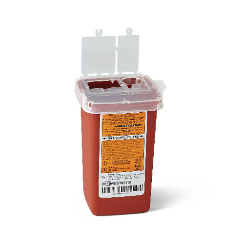 Medline Phlebotomy Sharps Container, Red, 1 qt