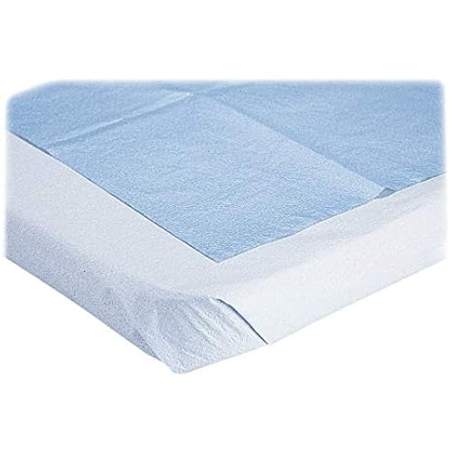 Medline Disposable Tissue/Poly Flat Stretcher Sheets, 40" x 90", Blue -Case of 50