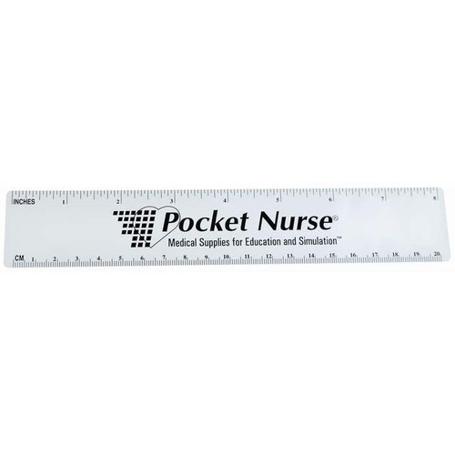 Pocket Nurse White Plastic Ruler, 8" -For Training Use Only
