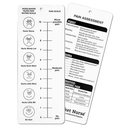Pocket Nurse Pain Scale Assessment Card -For Training Use Only