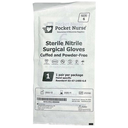 Pocket Nurse Nitrile Surgical Gloves, Cyan, Sterile Pairs