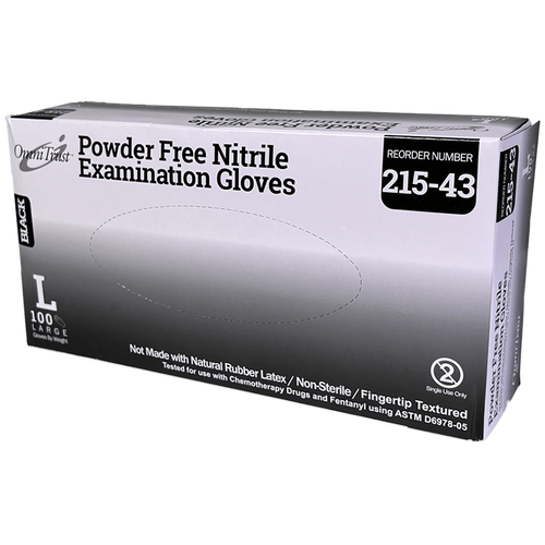 OmniTrust Black Nitrile Powder Free Examination Gloves – Fentanyl Resistant