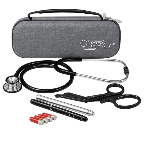 Ever Ready First Aid Stethoscope Kit Case – Grey (with Accessories)