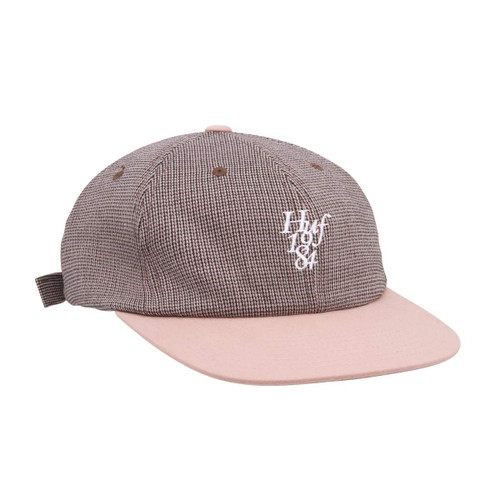 MICRO HOUNDSTOOTH 6 PANEL HAT - DUSTY ROSE