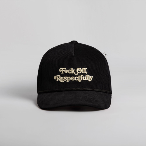 RESPECTFULLY BLACK CORDUROY TRUCKER HAT
