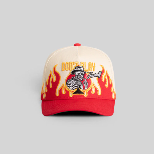 DON'T PLAY YOURSELF FLAMETOOTH SAND RED TWILL TRUCKER DON'T PLAY YOURSELF FLAMETOOTH SAND RED TWILL TRUCKER