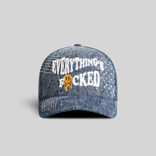EVERYTHINGS F*CKED SASHIKO BLUE DENIM TRUCKER