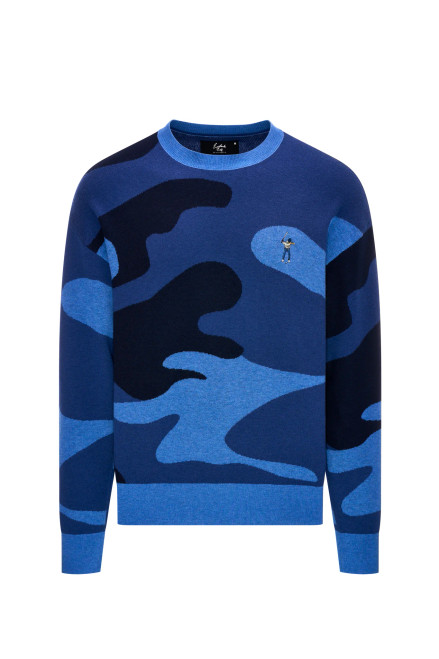 CAMO CREW SWEATER(BLUE VOID)