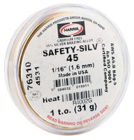 13Z53 - Harris 4531 Safety-Silv 45 High-Silver Brazing Alloy, 1/16" 1 t.o. - 1 Package