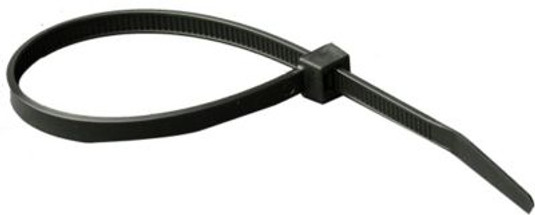40Y86 - Black Wire Ties, 7" Nylon, 50 Tensile Strength, 100 pack