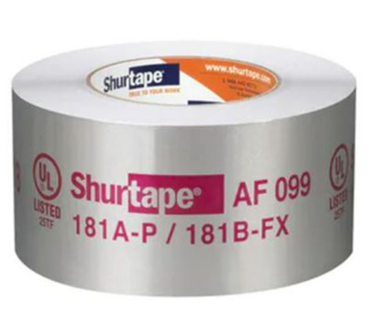 22F42 - Shurtape AF 099, UL Listed & Printed Aluminum Foil Tape, 72mm x 55m, Silver Printed