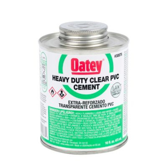 64P37 - Oatey 30876, Heavy-Duty Clear PVC Cement, 16 Ounce Dauber Top Can