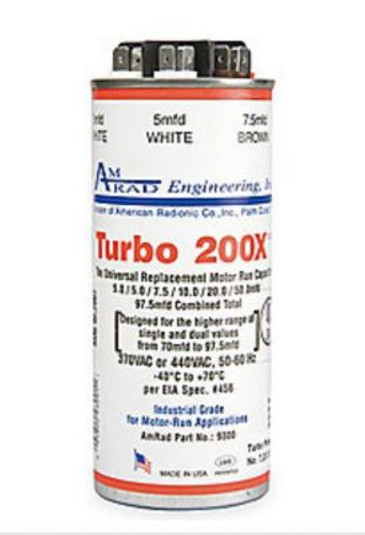 X5793 - AmRad TURBO 200X UNIV, Universal Run Capacitor, 5 to 97.5 MFD, 440V, Round