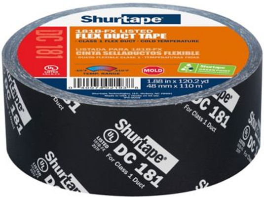 Y2090 - Shurtape DC 181, UL Listed & Printed Film Duct Tape, 2" x 120 yd., Black Printed