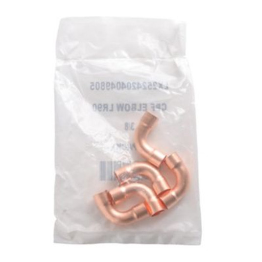 Y7066 - Copper Long Radius Elbow, 90 Deg, 3/8", C x C, 5/Pkg