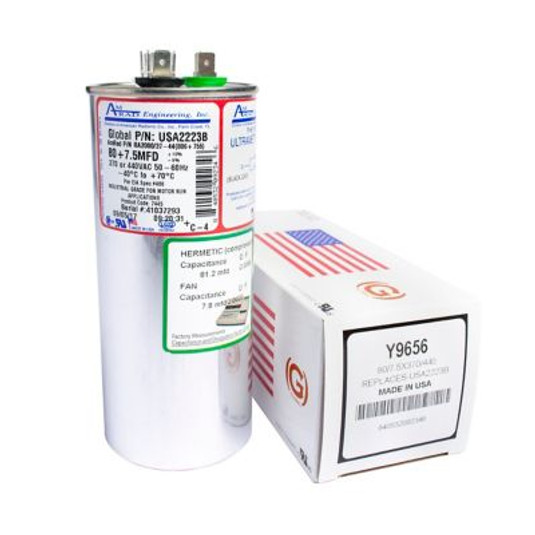 Y9656 - AmRad USA2223B, 80/7.5 MFD Dual Run Capacitor, 440 VAC, Round