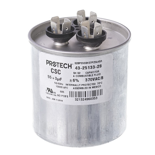 43-25133-28 - Dual Capacitor 55+3 MFD 370 Volt