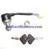 TrailMaster Challenger 150 Ignition Key Switch, with keys and mounting hardware for scooter or ATV ignition system.