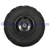Mini XRX Plus & Mini XRX-R Plus Left Front Wheel & Tire Assembly 145/70-6, black tire with glossy black wheel and center hub shown against a white background.