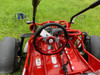 TrailMaster Go Kart 200E XRX Go Kart, red chassis and interior view showing steering wheel, dashboard, and suspension.