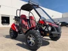 TrailMaster Blazer 200 EX Go Kart – Full-Size Youth & Teen Kart with Roll Cage, Electric Start & Reverse, red and black exterior, off-road tires, and two safety seats.