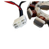 Trailmaster Mid Size Go Kart Stator for 2024 models, close-up of white plastic frame with copper coils and wiring for electric motor.