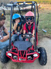 Trailmaster mini go kart holds a 6 year old and a 4 year old