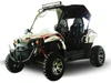 Trailmaster Challenger 300 EX 300cc SXS, a white and black off-road utility vehicle with four large tires, a roll cage, and seating for two.