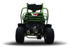 TrailMaster 200 XRS Go Kart with Carburetor, front view of the green and black off-road go-kart featuring large tires, safety rails, and a robust frame.