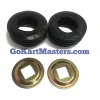 TrailMaster 200 XRX Front Spindle Washer and Dust Boot Kit, image showing black rubber washers and metallic washers with square holes on a white background.
