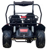 TrailMaster Blazer i2K Full-Size Electric Go-Kart, front view of the black go-kart with large rugged tires, seating, and protective roll cage.