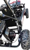 TrailMaster Cheetah 3 Kids Go-Kart, close-up view of the chassis, wheels, and engine components showcasing its rugged off-road design.