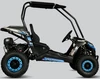 TrailMaster Cheetah 6 Youth Go-Kart, black with blue accents, rugged tires, and a safety canopy, designed for kids and teenagers.