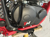 TrailMaster TM35X-250 Deluxe Dual-Sport Dirt Bike, close-up of the black engine casing with the TM logo in red and white.