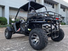 TrailMaster Cheetah 300EX Deluxe EFI Go-Kart/UTV Crossover, black rugged off-road vehicle with large tires, protective roll cage, and canopy for outdoor adventure.