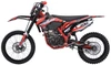 TrailMaster TM38E-300 EFI Full-Size Manual Dirt Bike, red and black motocross motorcycle with knobby tires, front disc brake, and a sleek body design for off-road riding.