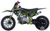 TrailMaster TM06-60 Beginner Dirt Bike, black and green off-road motorcycle with knobby tires and lightweight frame.