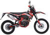 TrailMaster TM38EX (300 EFI) Deluxe Dual-Sport Dirt Bike, a black and red off-road motorcycle with knobby tires, dual suspension, and sporty graphics for thrilling dirt biking adventures.