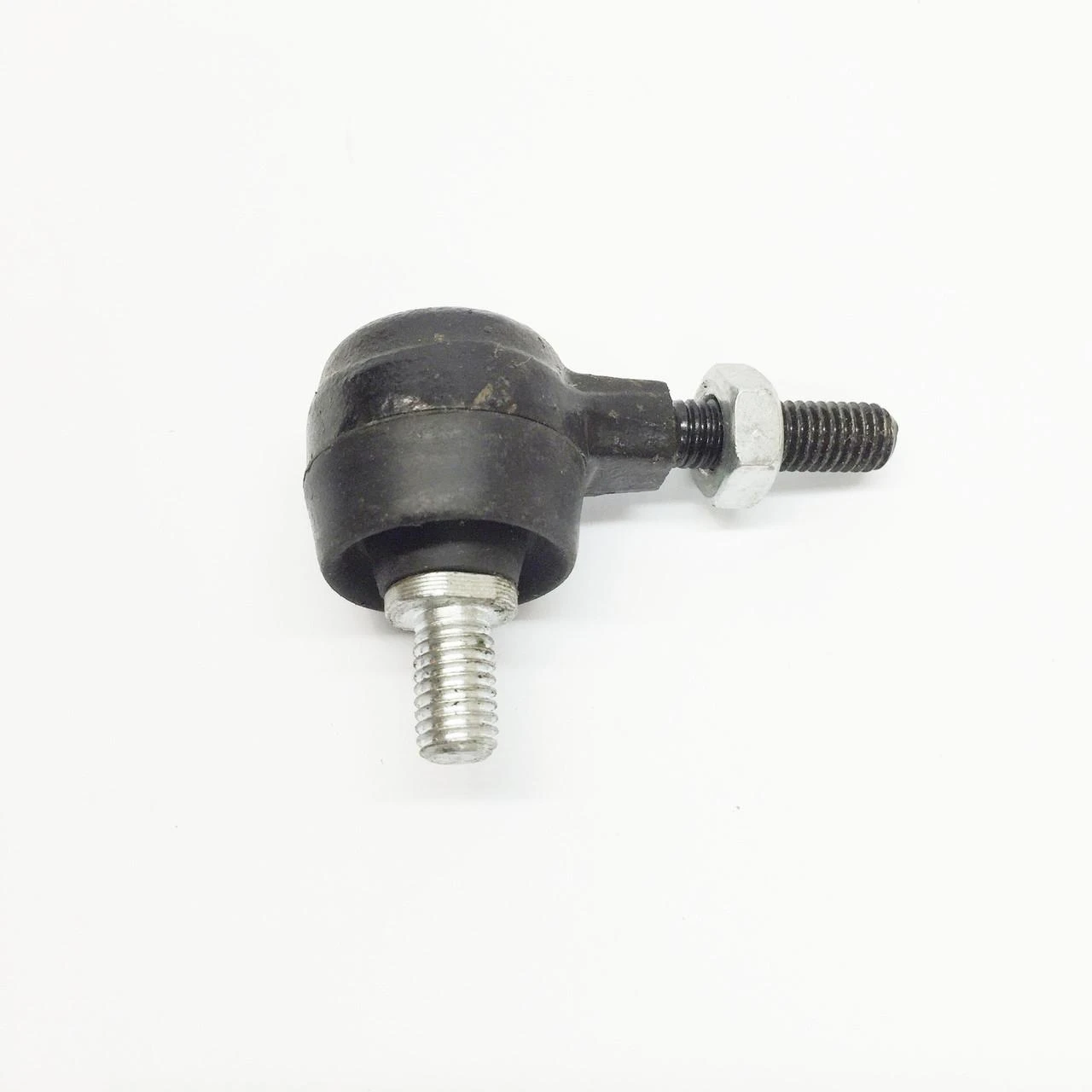 TrailMaster Mini/Mid/Blazer200 Steering Rod End, automotive steering component with black and silver metal parts on a white background.