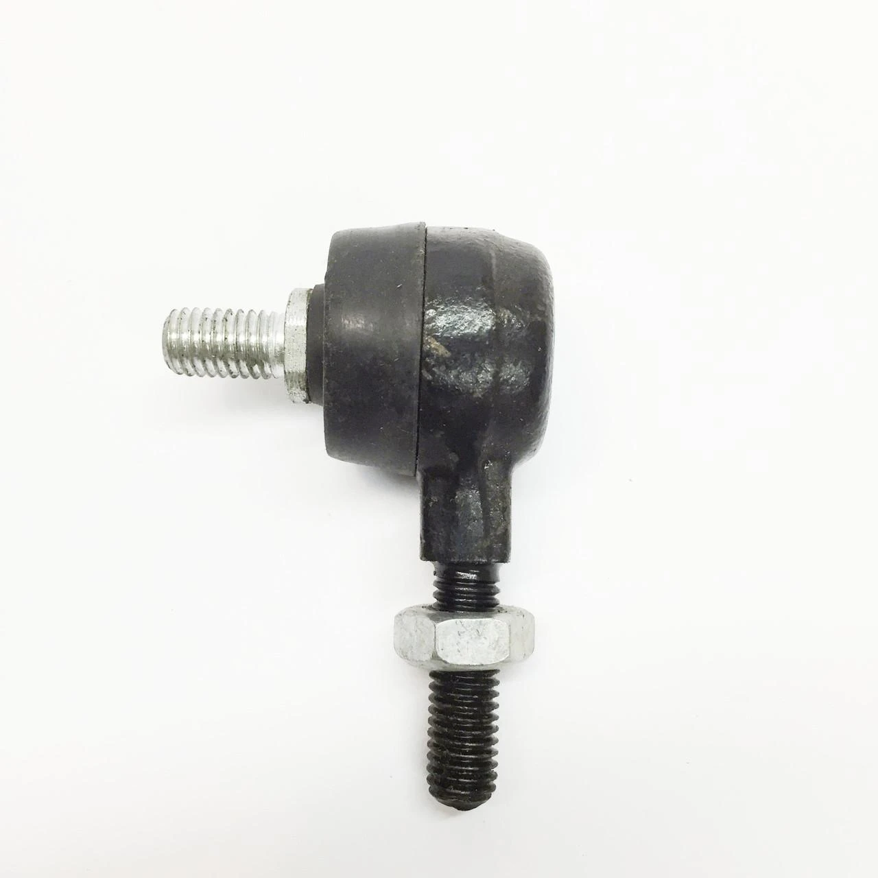 TrailMaster Mini/Mid/Blazer200 Steering Rod End, black and silver steering component with threaded bolt and mounting nut.