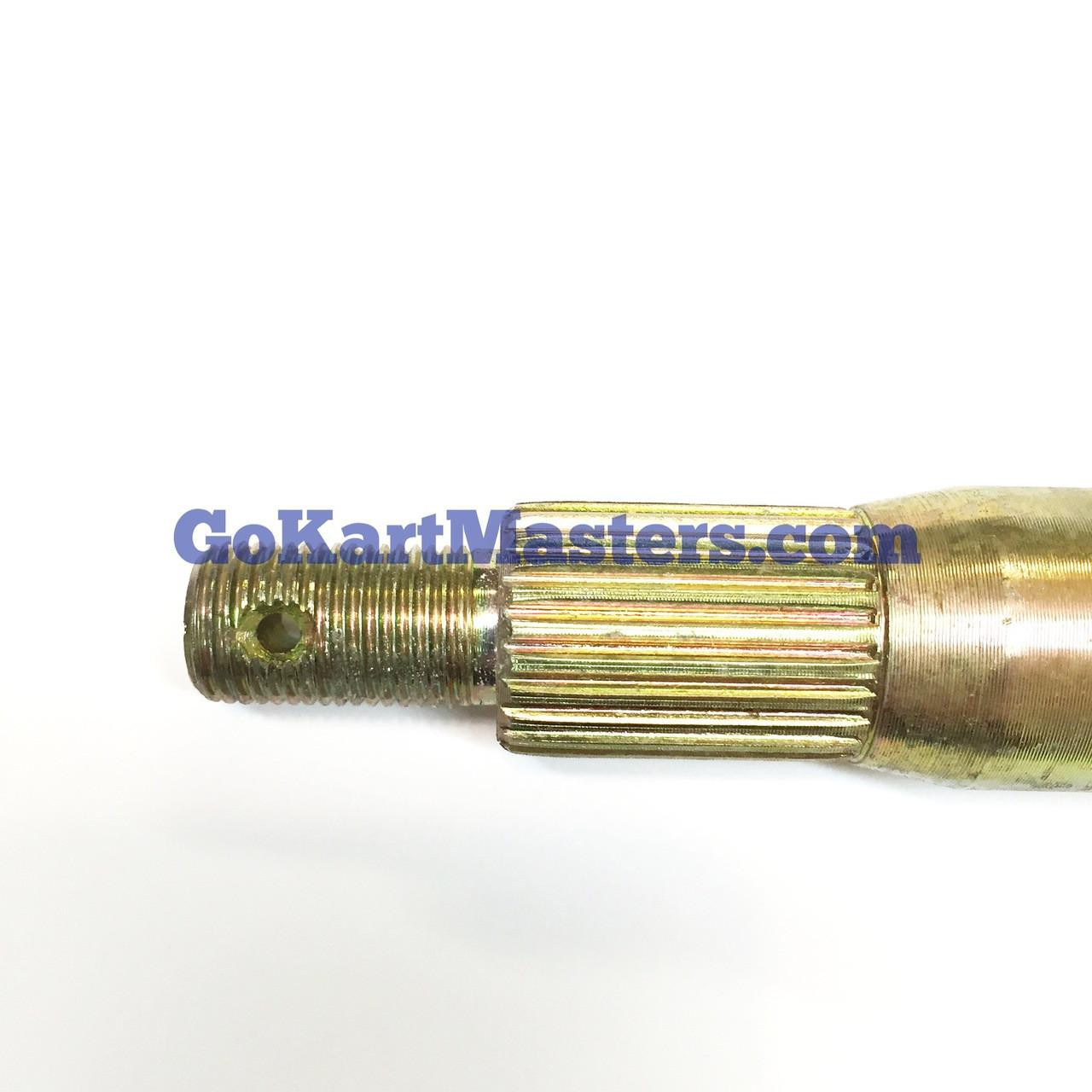 TrailMaster Blazer150 & 150X Rear Axle, metallic gold-colored axle shaft with threaded end and splines.