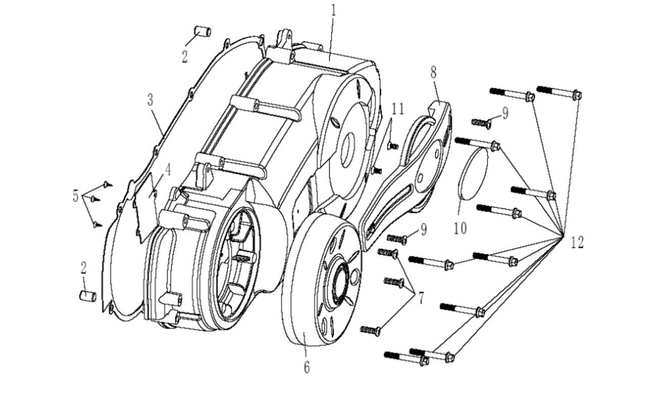 Trailmaster 300 CVT Cover Bolt, an illustration of various mechanical parts and bolts used for the CVT cover assembly.