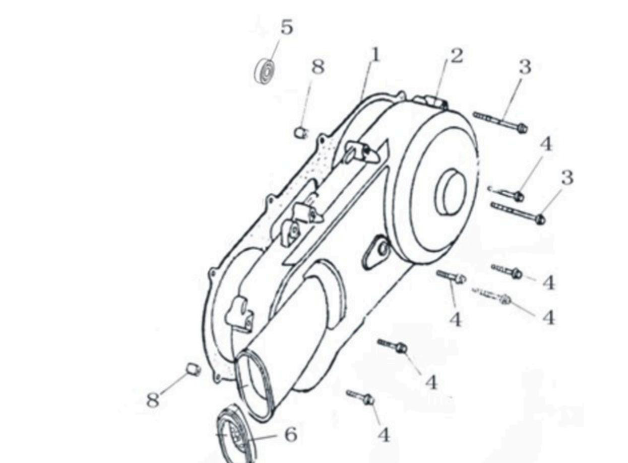 Trailmaster Blazer 200EX CVT Cover Gasket, exploded view diagram showing the gasket and related engine parts.