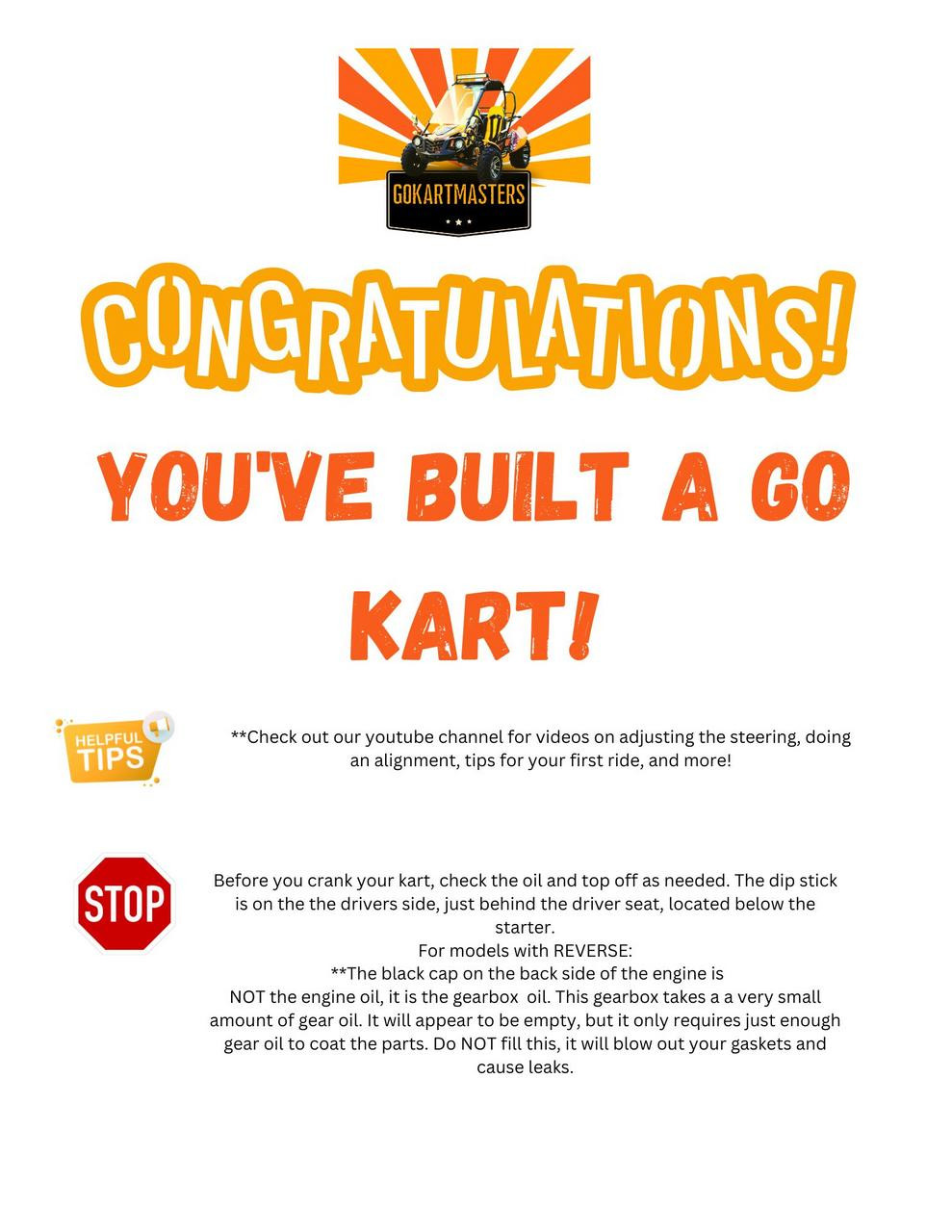 Expert PRO Version: Trailmaster Mini Go Kart Assembly Guide, instructional guide with assembly tips and safety instructions for building a go-kart.