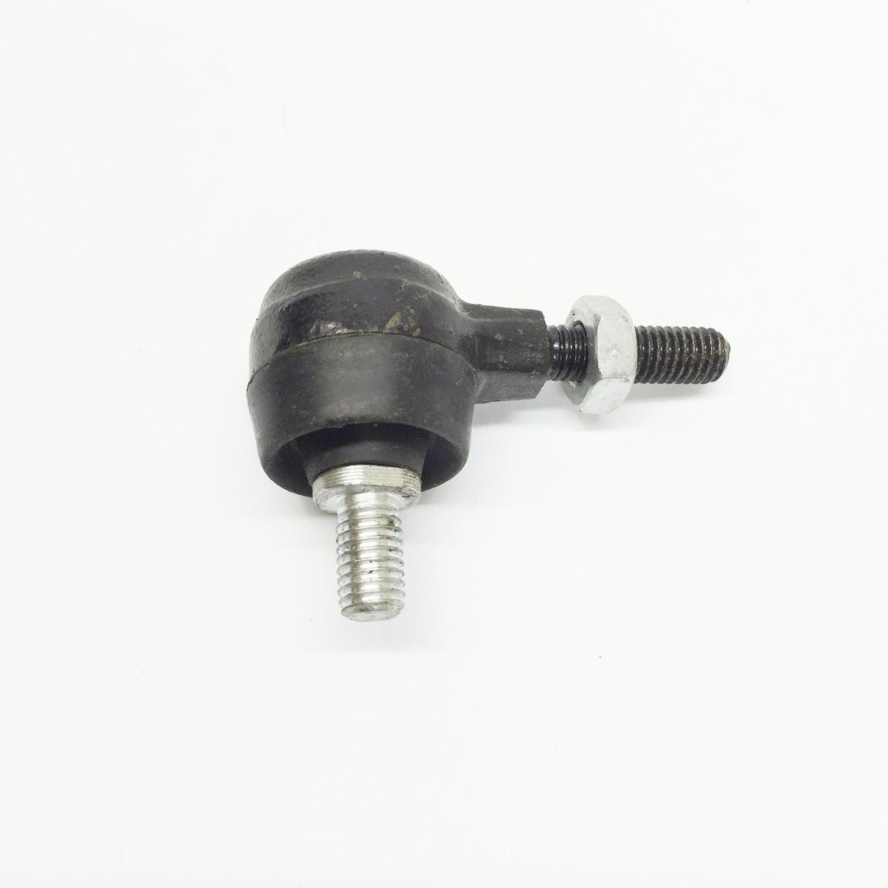 TrailMaster Cheetah 6 Go Kart Steering Rod End/Tie Rod End, black metal steering component with threaded bolts for go kart steering mechanism.