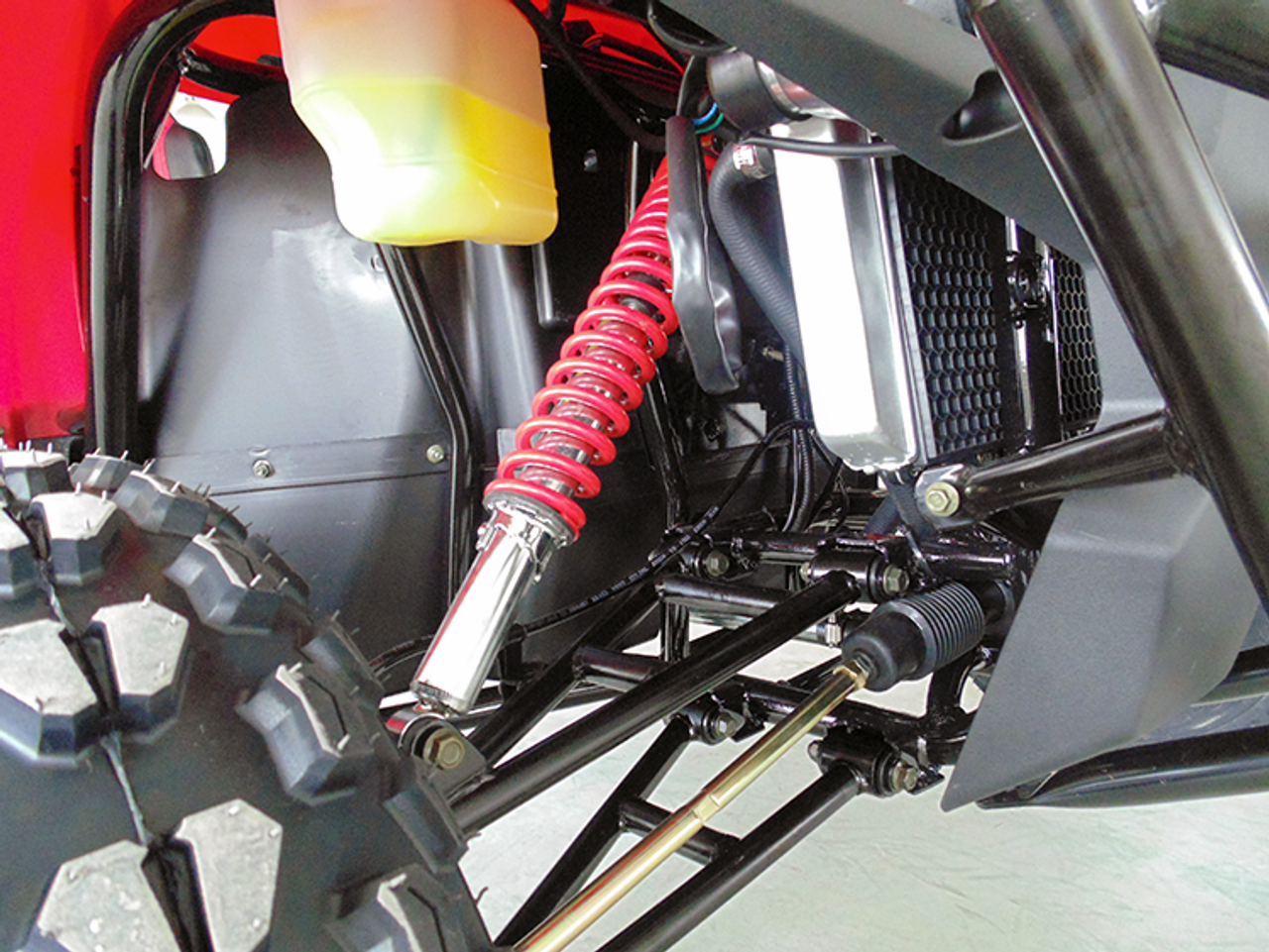 TrailMaster Challenger 300EX go-kart with upgraded suspension and rear cargo rack