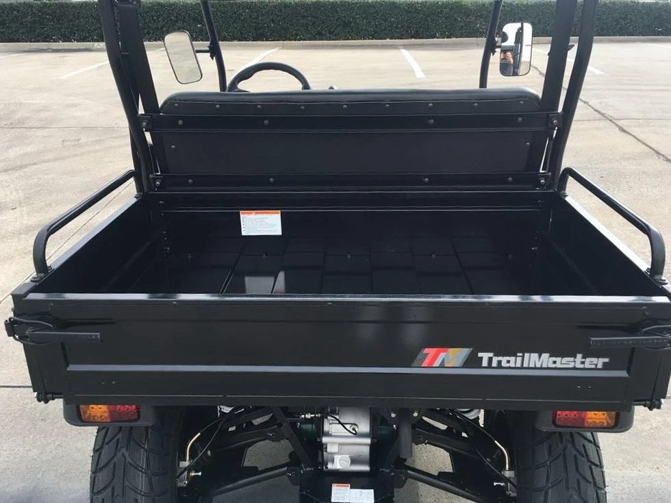 Trailmaster Taurus 200U Utility SXS UTV, front view showing cargo bed with side rails and rear lights.